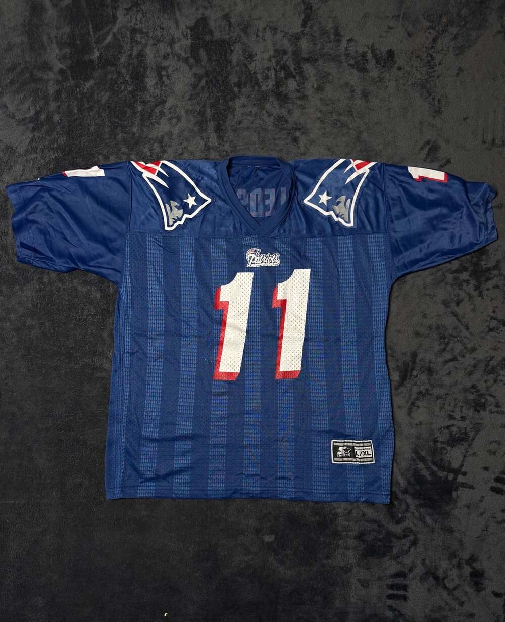 Starter New England Patriots Drew Bledsoe Jersey Size L/XL Royal Blue